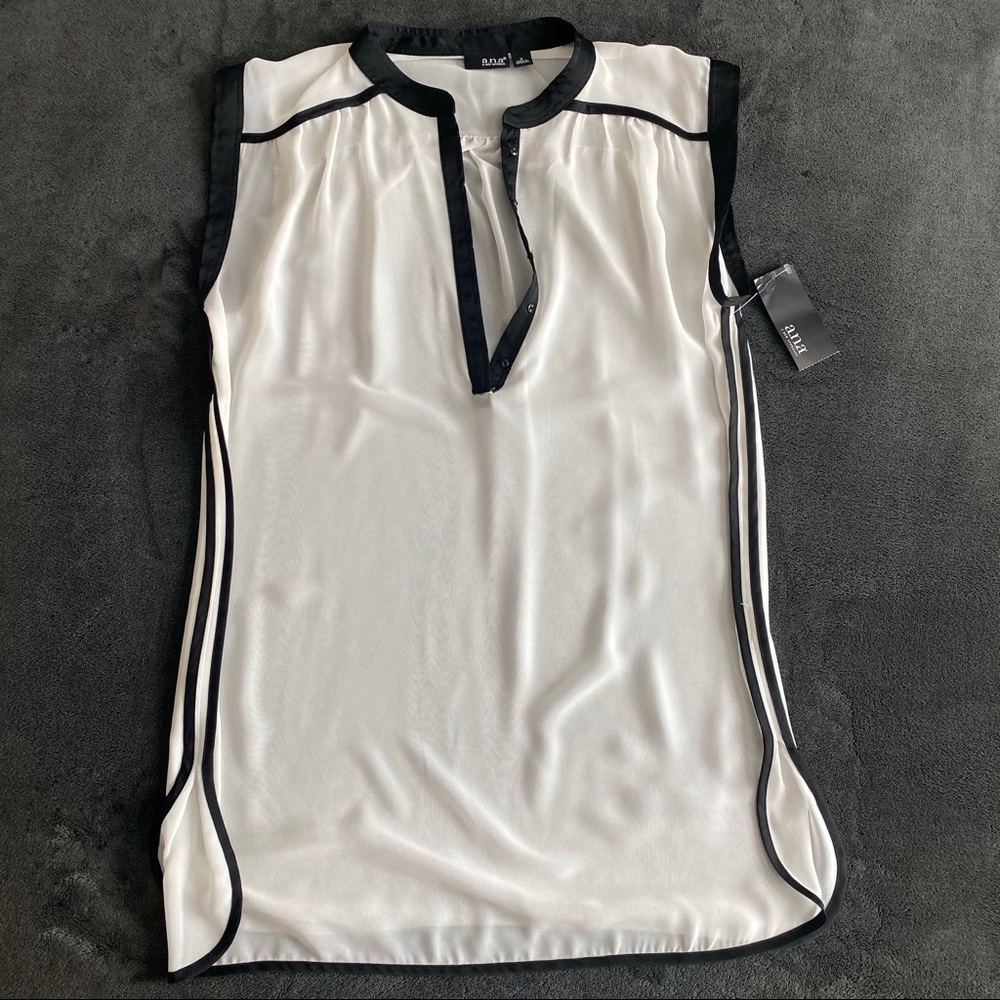A.N.A Black & White Sleeveless Blouse/Tank Top